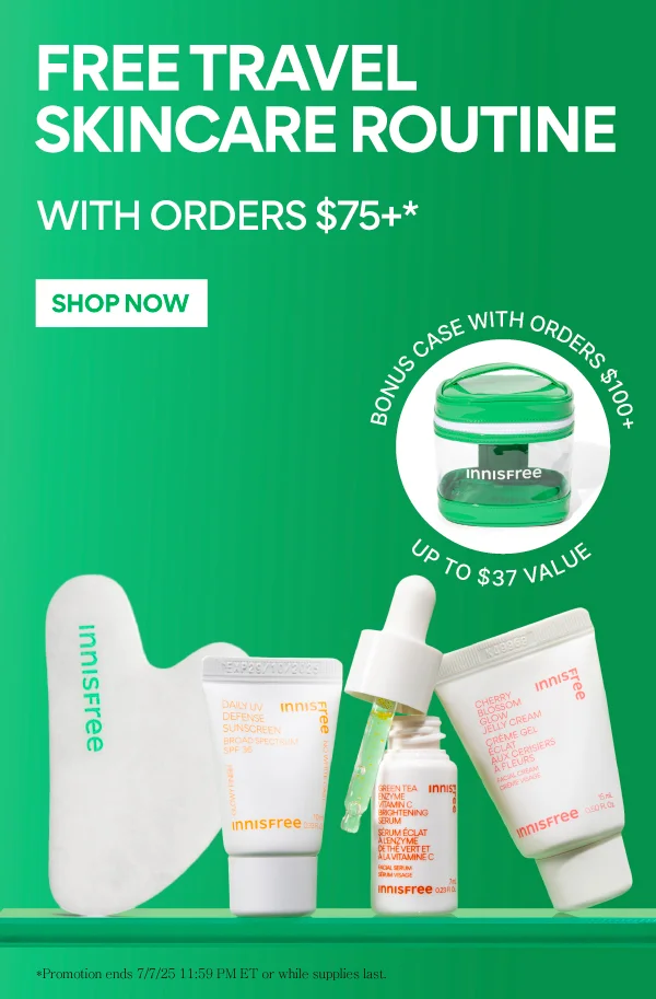 FREE TRAVEL SKINCARE ROUTINE WITH ORDERS $75+ AND $100+