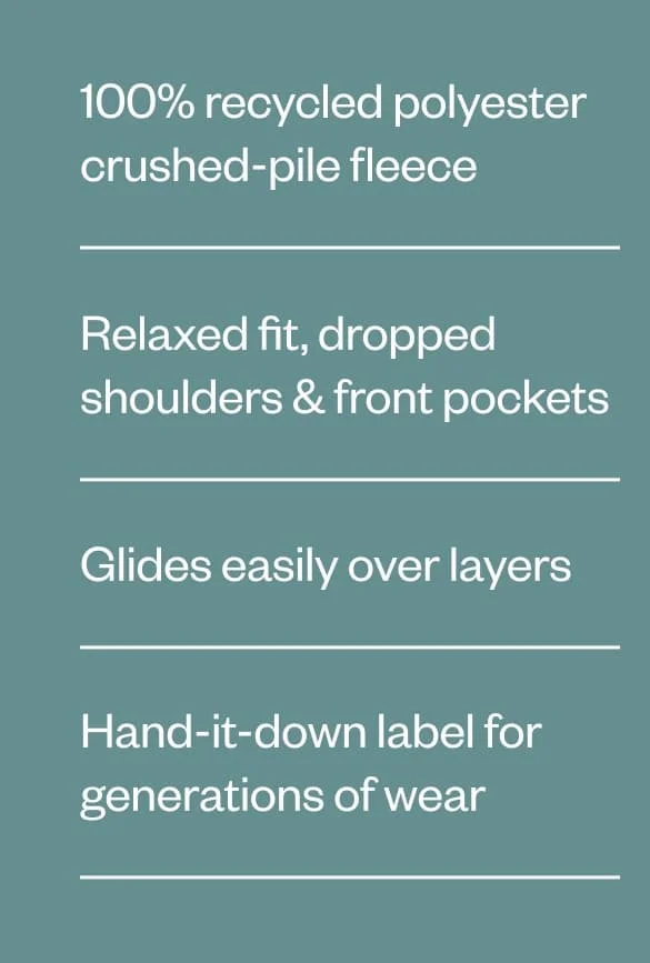 100% recycled polyester crushed-pile fleece