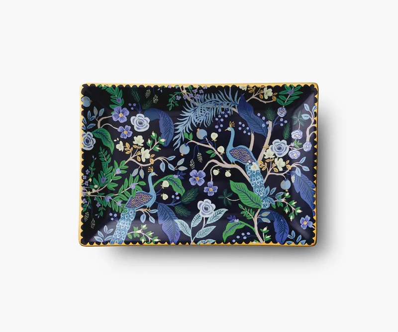 Image of Porcelain Catchall Tray - Peacock