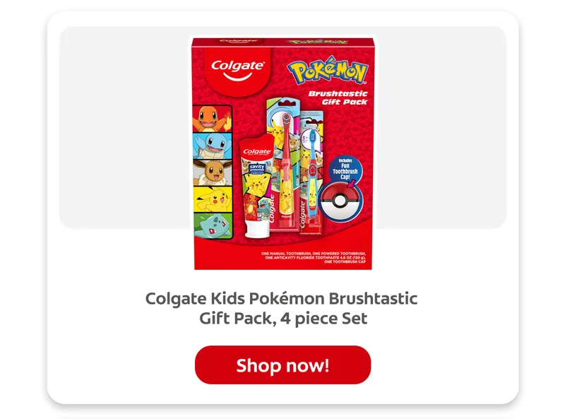 Colgate Kids Pokemon Toothbrush Gift Set with Toothpast, 4 piece set
