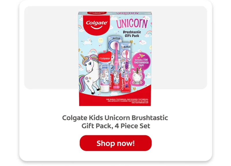 Colgate Unicorn Kids Toothbrush Gift Set with Toothpaste, 4 piece set