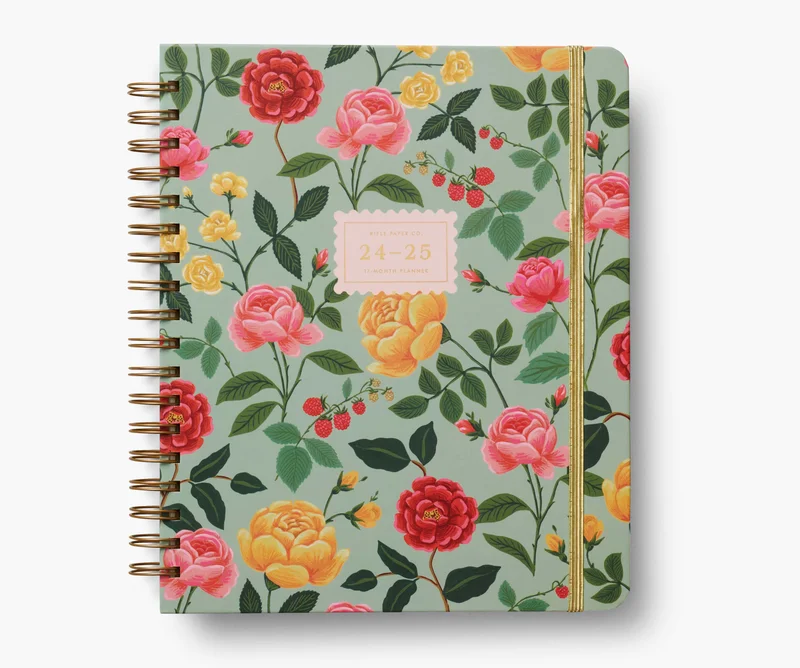 Image of 2024-2025 17-Month Academic Hardcover Spiral Planner - Roses