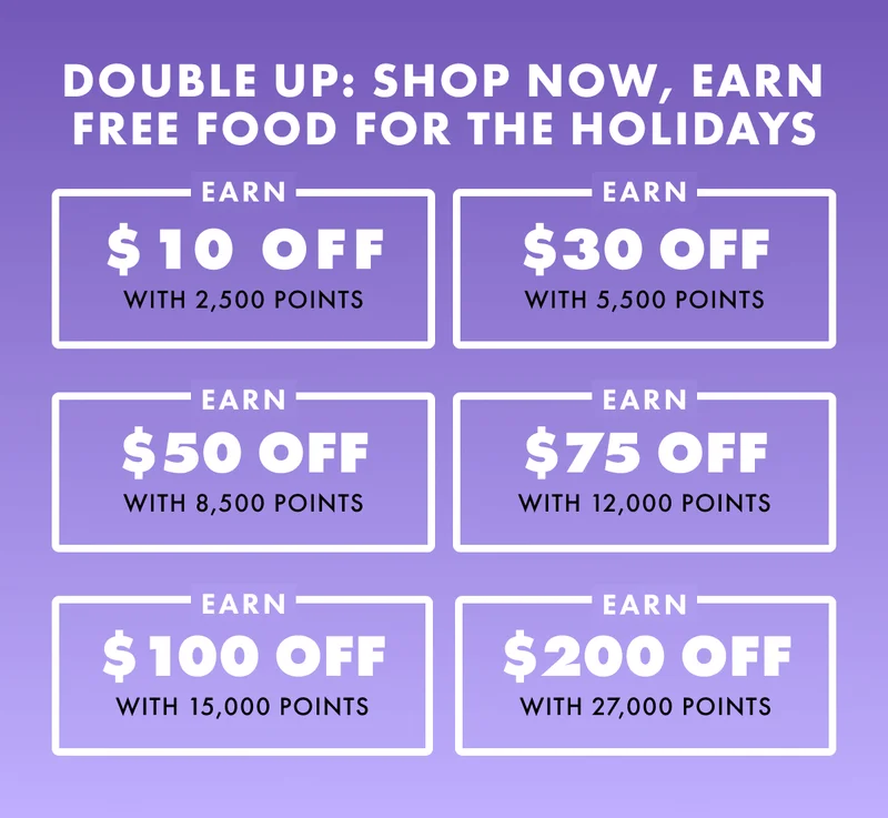 Shop Now, Earn Free Food for the Holidays Shop Now, Earn Free Food for the Holidays