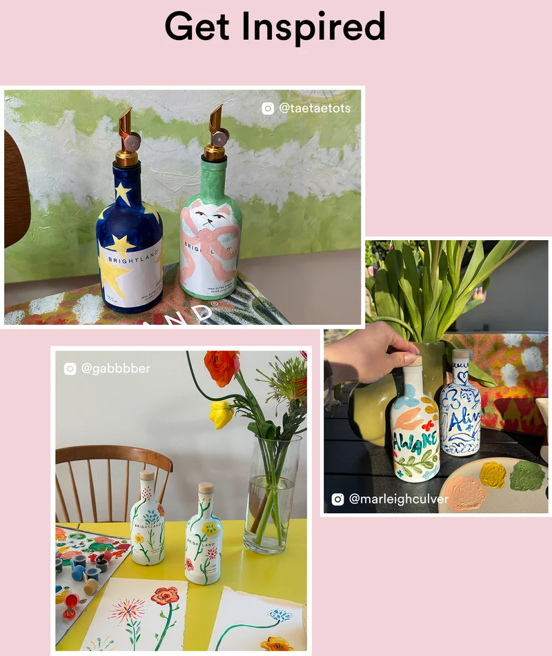 Get inspired: a collection of photos from users who have painted their own bottles