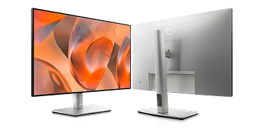 Front and rear images of a Dell UltraSharp 24 inch monitor.