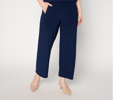 Susan Graver Essentials Petite LK Luxe Straight-Leg Crop Pants