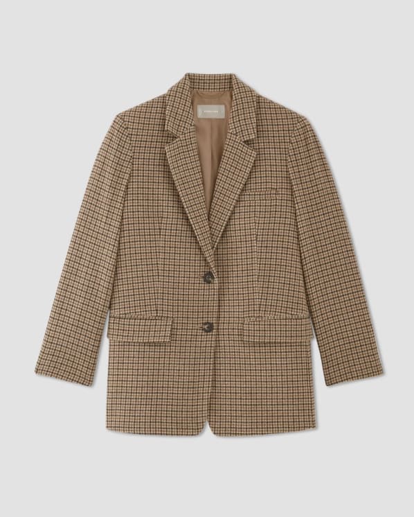[Image] The Oversized Blazer in Wool | Camel Houndstooth