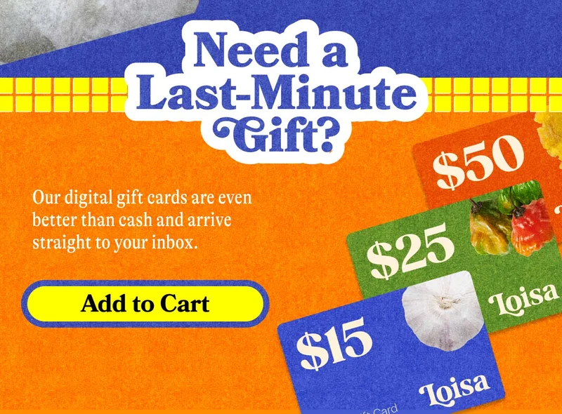 Need a last-minute gift? Our digital gift cards are even better than cash and arrive straight to your inbox. ADD TO CART