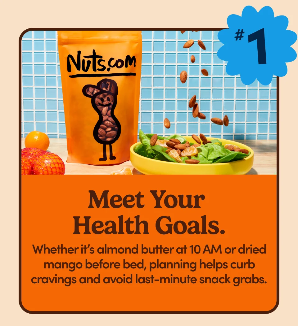 #1 – meet your health goals: Whether it's almond butter at 10 AM or dried mango before bed, planning helps curb cravings and avoid last minute snack grabs; Shop now