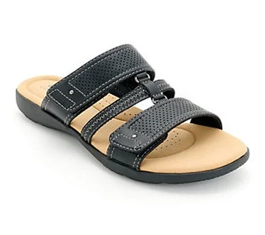 Clarks Collection Leather Slide Sandals -Elizabelle Ave