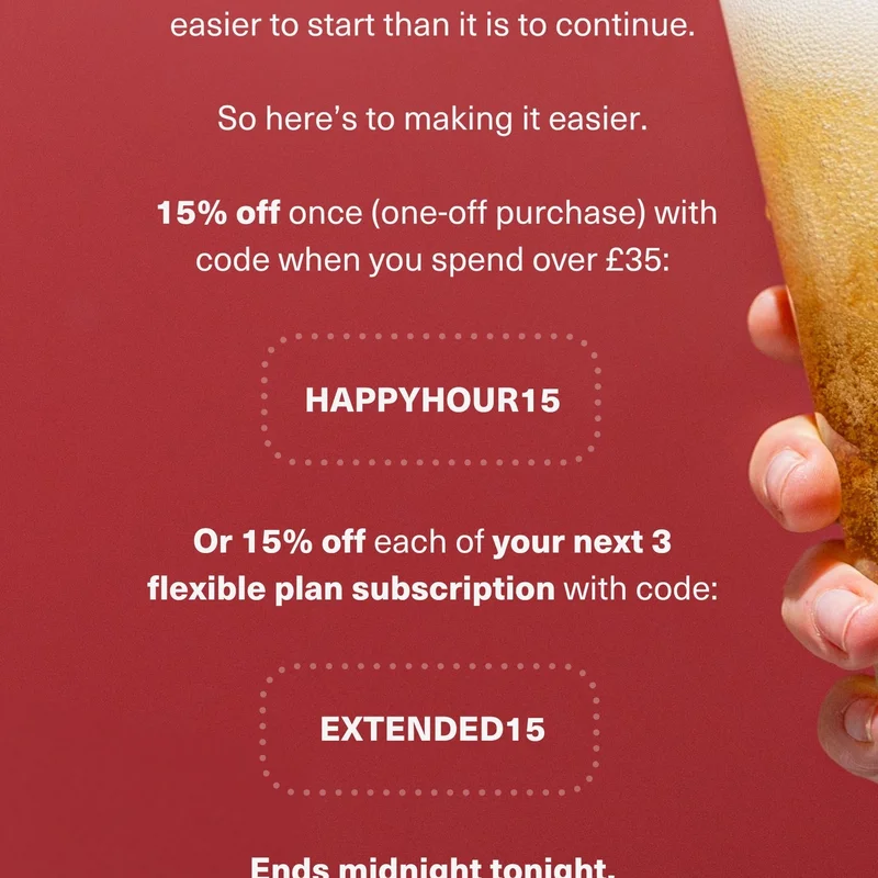 Use code HAPPYHOUR15 for 15% off once or EXTENDED15 for 50% off 3 subscriptions.
