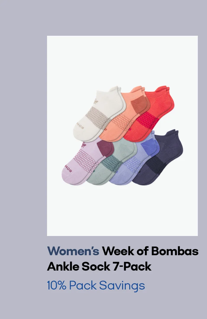 Women's Week of Bombas Ankle Sock 7-Pack 10% Pack Savings