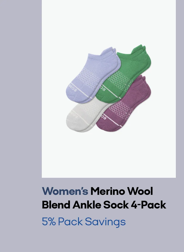 Women's Merino Wool Blend Ankle Sock 4-Pack 5% Pack Savings
