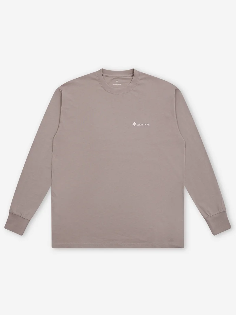 Image of Snow Peak Soft Cotton Relaxed Logo L/S T-Shirt - Greige