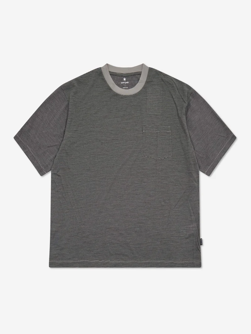 Image of Snow Peak Summer Wool Stripe T-Shirt - Black