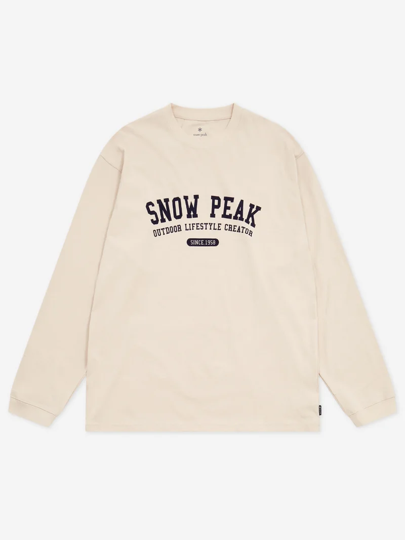 Image of Snow Peak Varsity Logo L/S T-Shirt - Off White