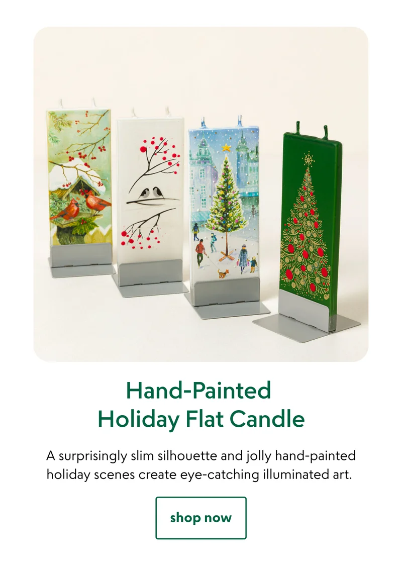 Hand-Painted Holiday Flat Candle