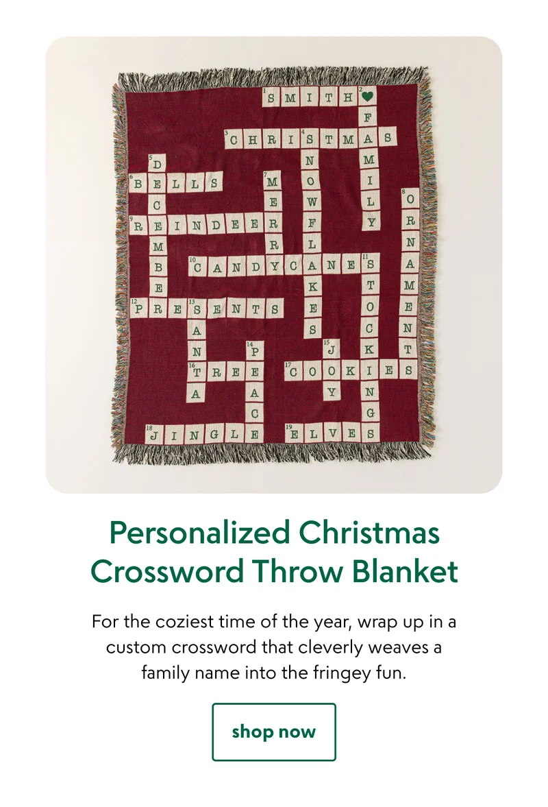 Personalized Christmas Crossword Throw Blanket