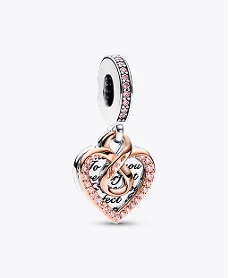 Two-tone Infinity Heart Double Dangle Charm