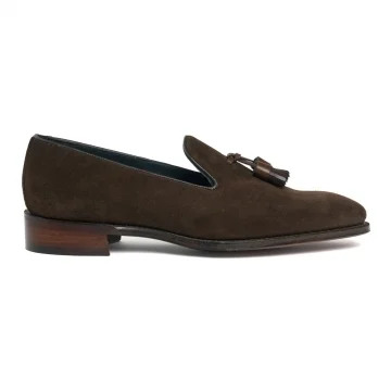 Highgrove II Wholecut Tassel Loafer in Bitter Chocolate Suede