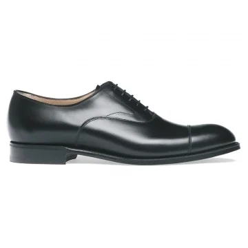 Alfred Capped Oxford in Black Calf Leather