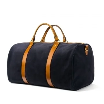 Duffle Holdall in Oceano Suede/Chestnut Calf Leather