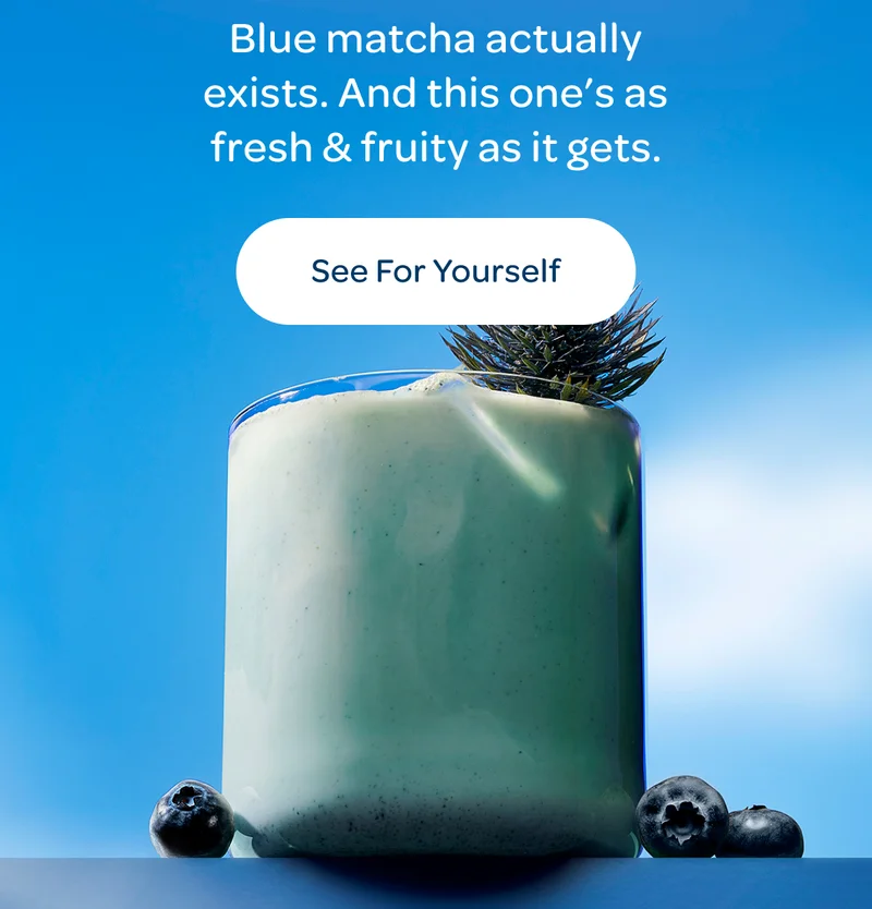 Blue matcha actually exists. And this one’s as fresh & fruity as it gets.