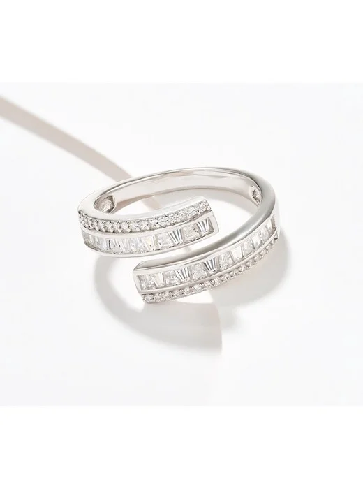 Diamonique Multi-Stone Bypass Ring, Sterling Silver Sterling Silver