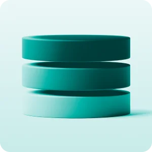 Three teal cylinders stacked