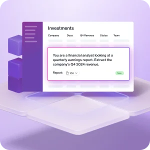 Interface with AI prompt for a financial analyst earnings report