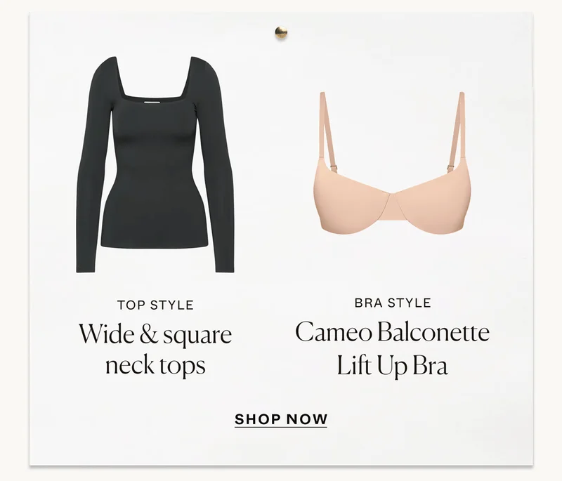Wide & square neck tops: Cameo Balconette Lift Up Bra