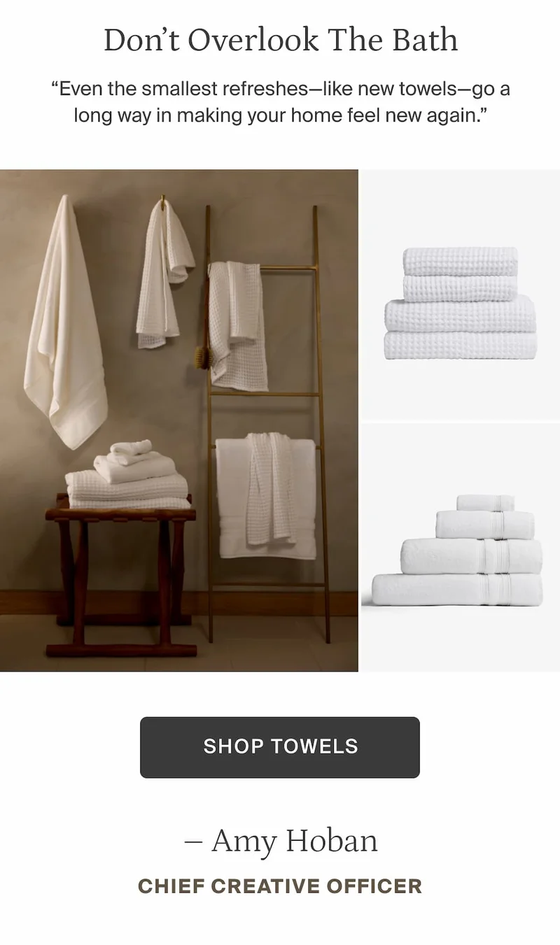Don't overlook the bath. Shop towels.