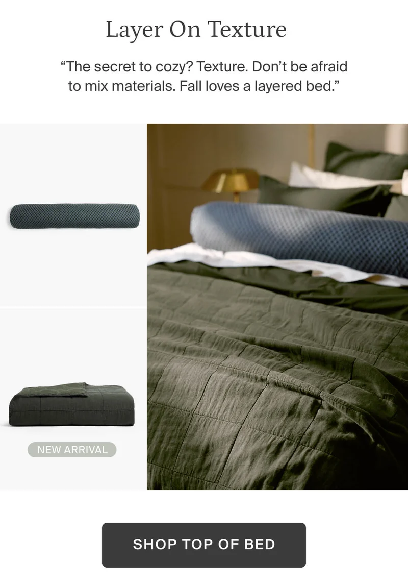 Layer on texture. Shop top of bed.