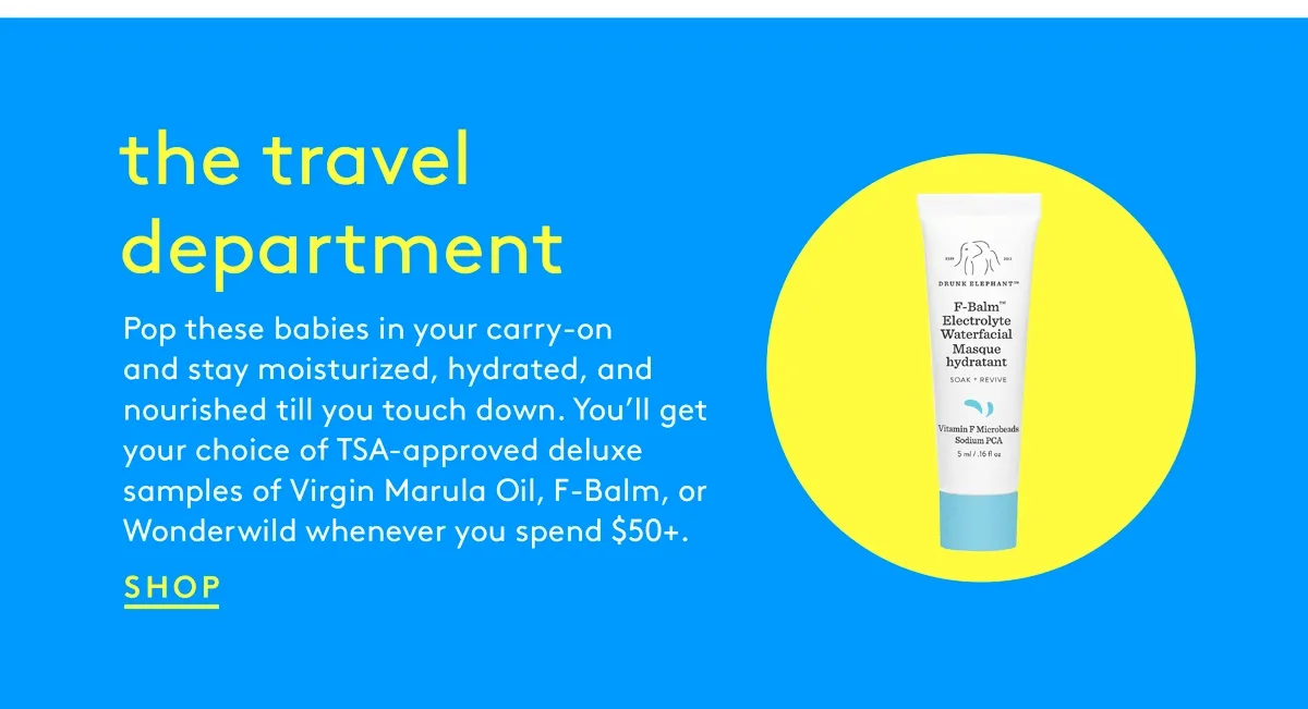 Free travel mini with $50 spend
