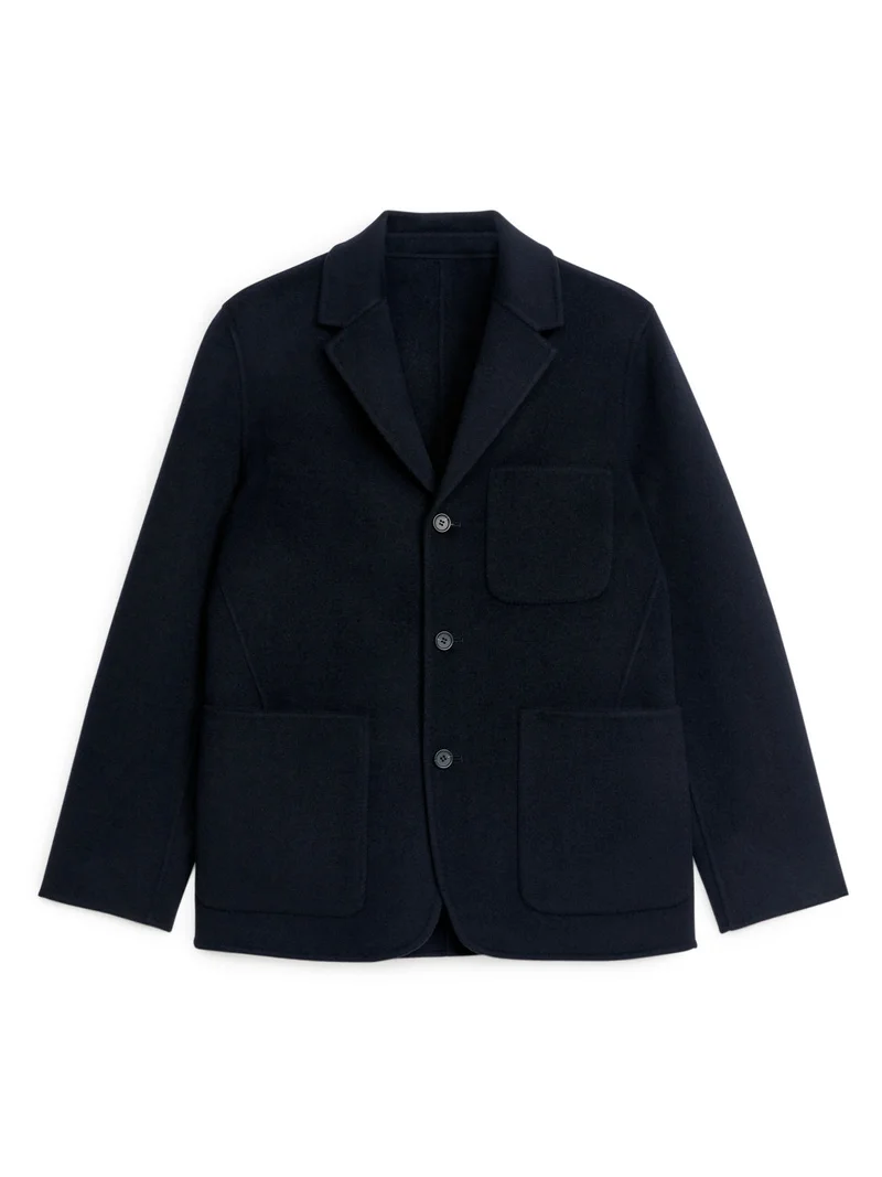 Double-Face Wool Blazer Dark Blue
