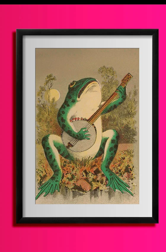 Frog Playing Banjo in Moonlight