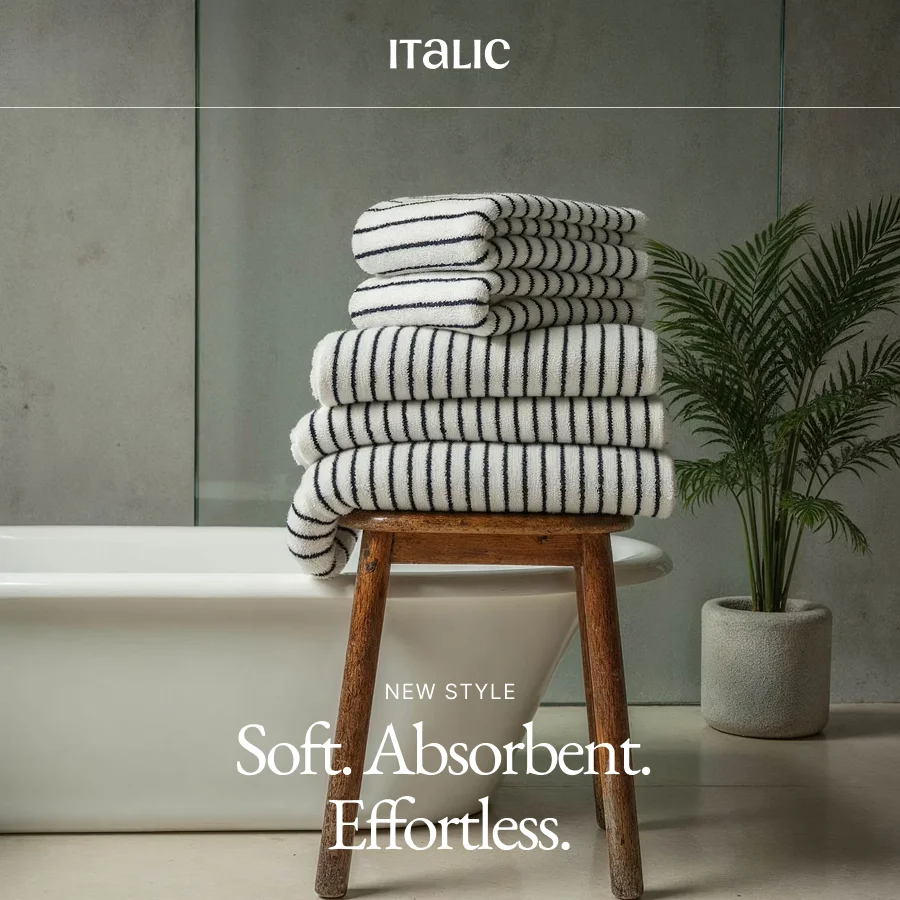 new style  Soft. Absorbent.  Effortless.