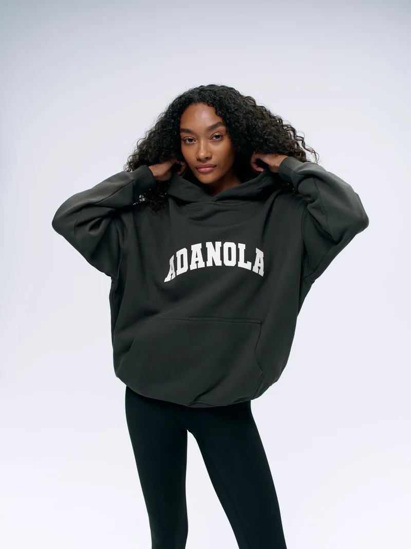 Image of Varsity Oversized Hoodie - Graphite Grey/Marshmallow White