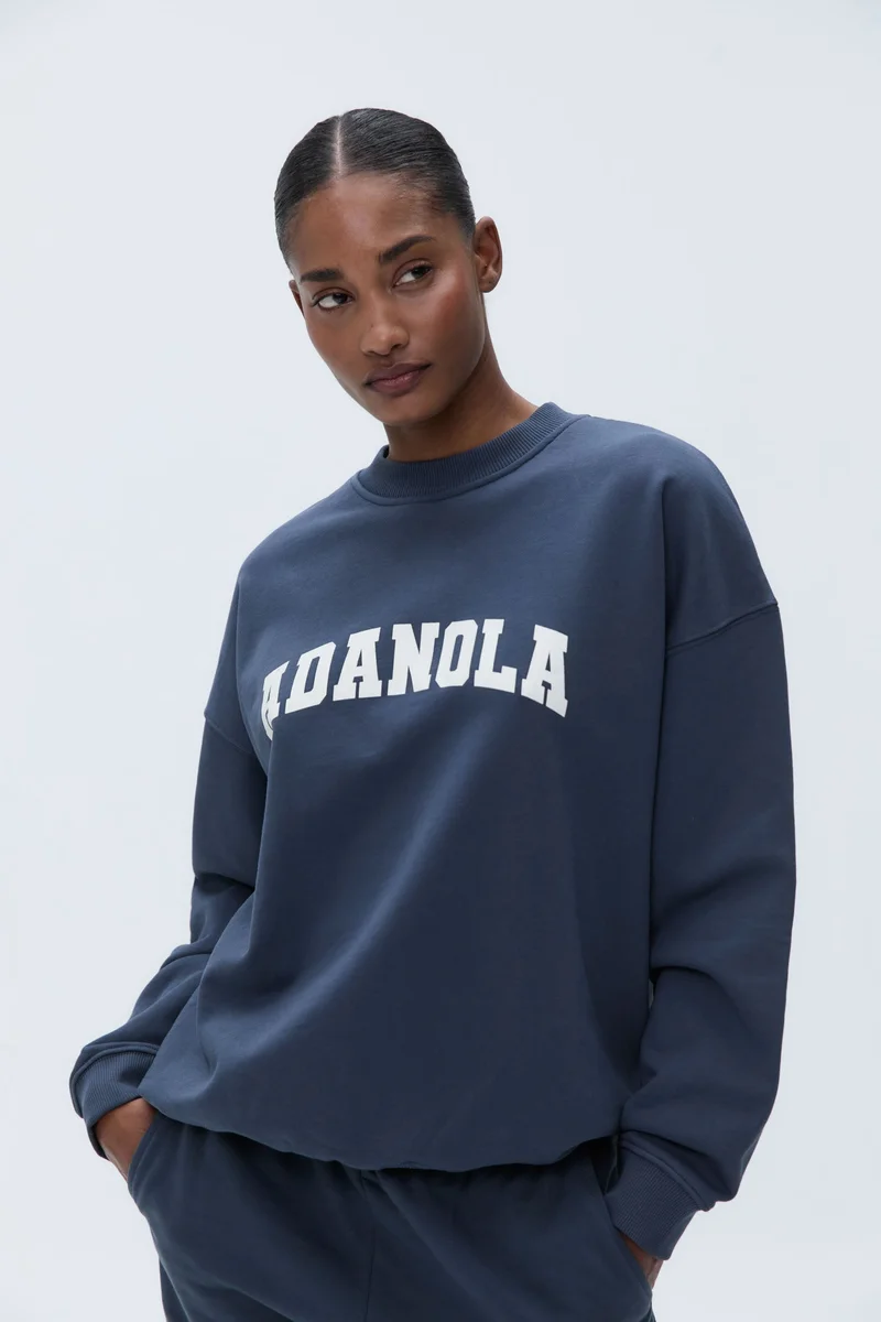 Image of Varsity Oversized Sweatshirt - Washed Midnight Blue
