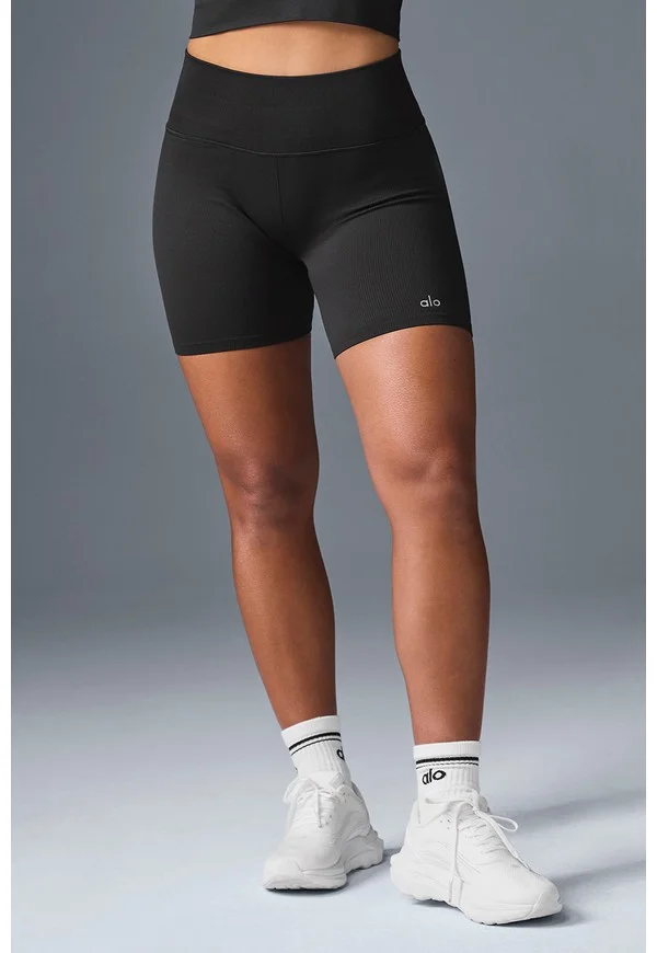 5" Seamless Ribbed Favorite Short - Black - Black / XS