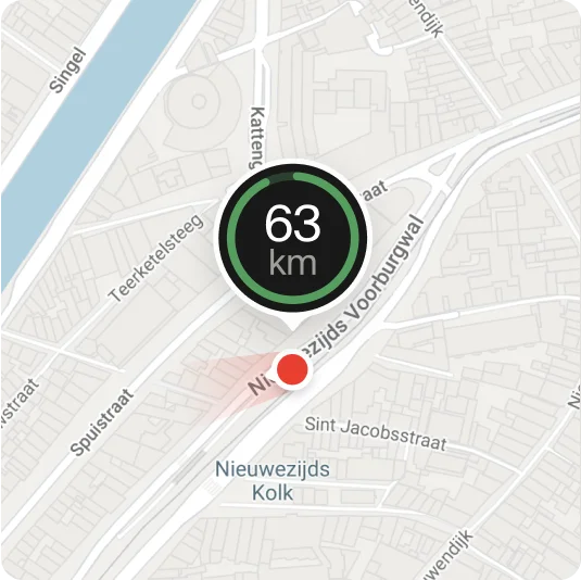 A photograph render of a showing the BURN in-race game screen