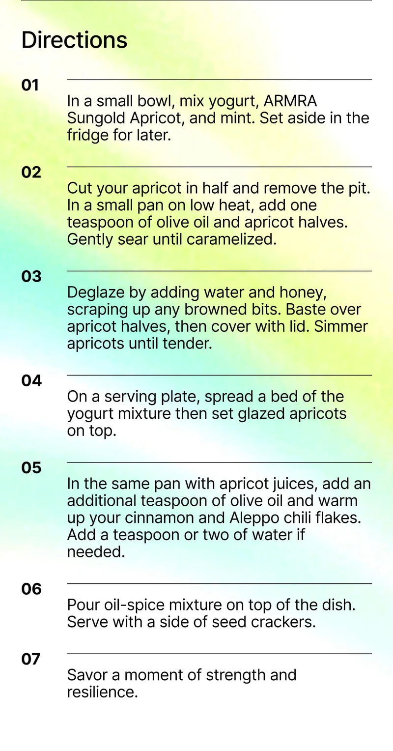 Step-by-step recipe directions for an apricot yogurt bowl.