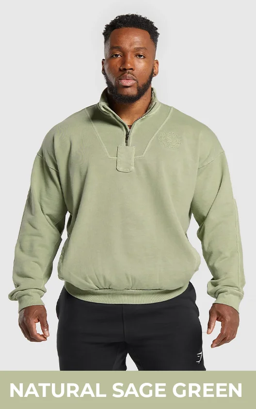 PREMIUM LEGACY 1/4 ZIP - NATURAL SAGE GREEN.