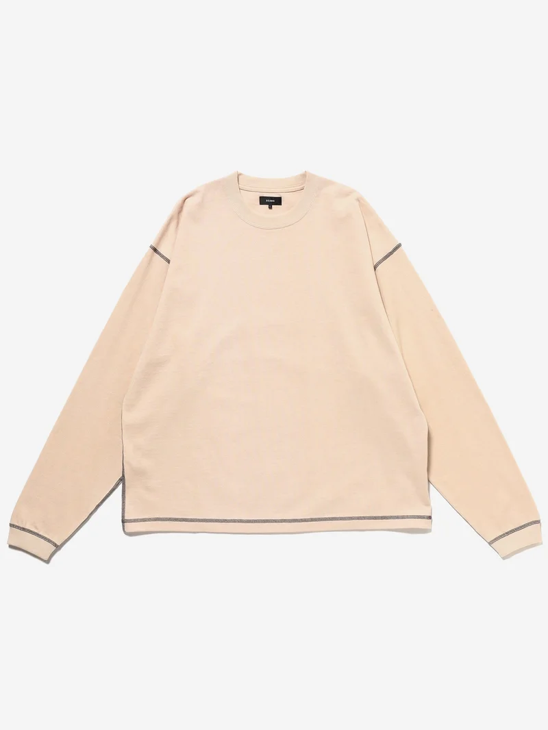 Image of Beams Stitch Reverse Tee - Natural