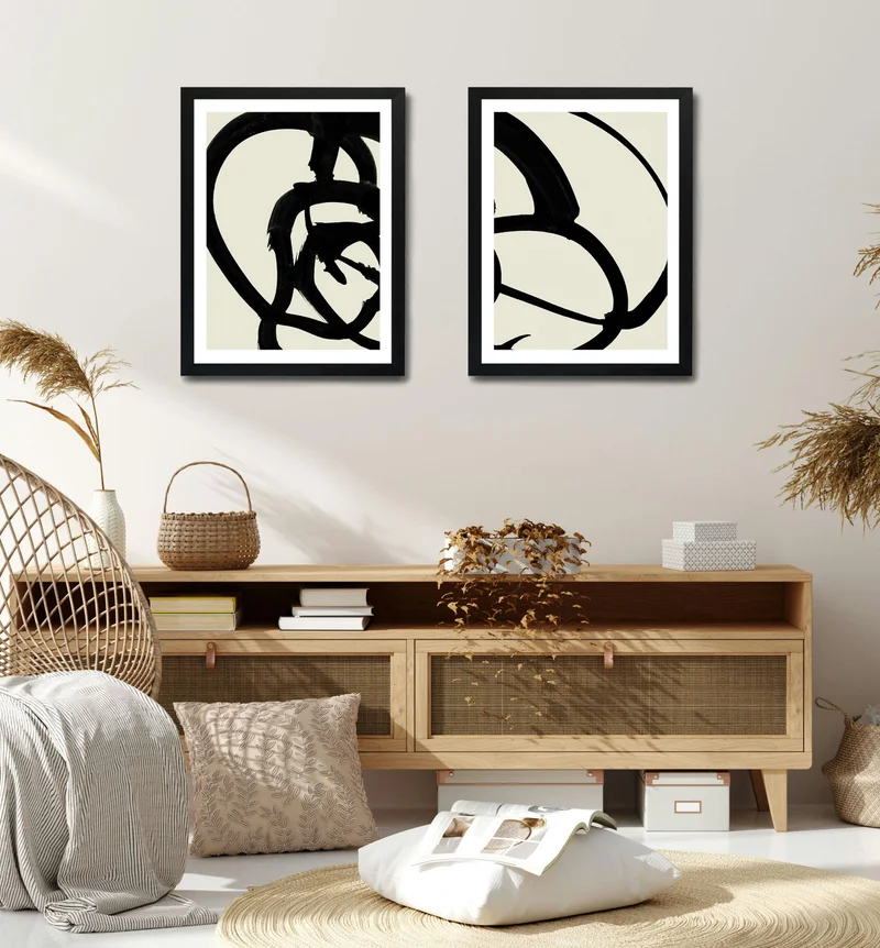 Image of Monochrome Living Room Art Set by Dan Hobday