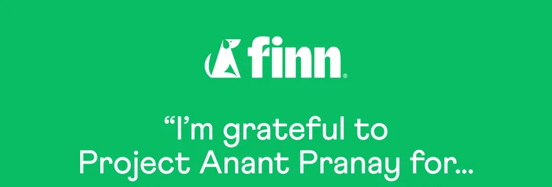 Finn logo + partial quote “I’m grateful to Project Anant Pranay for...”