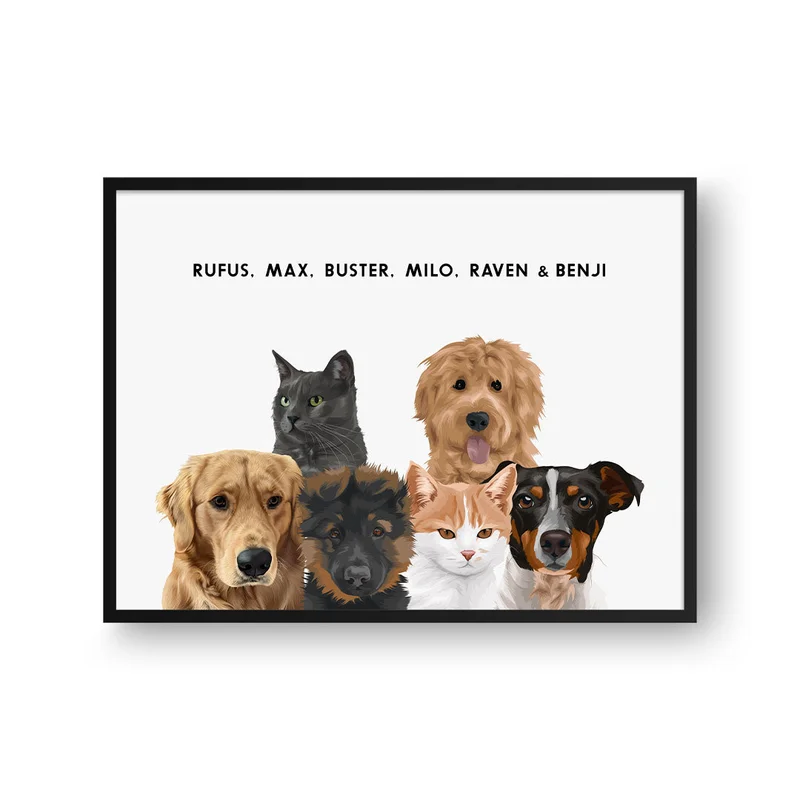 Image of Modern Pet Portrait - Six Pets