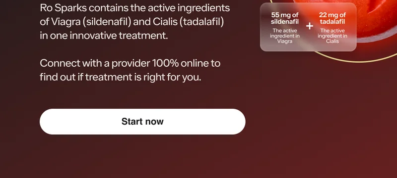 Ro Sparks contains the active ingredients of Viagra (sildenafil) and Cialis (tadalafil)in one innovative treatment.