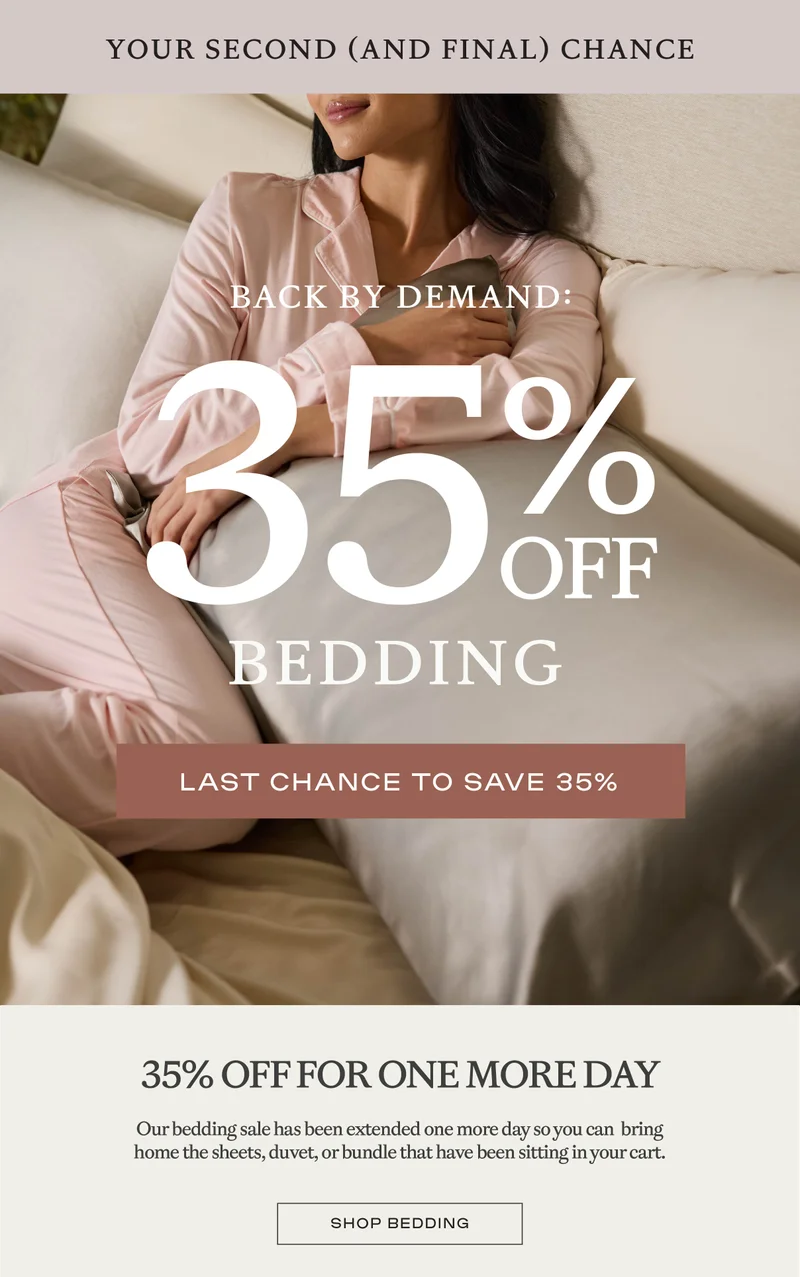 35% Off Bedding Extended ONE MORE DAY
