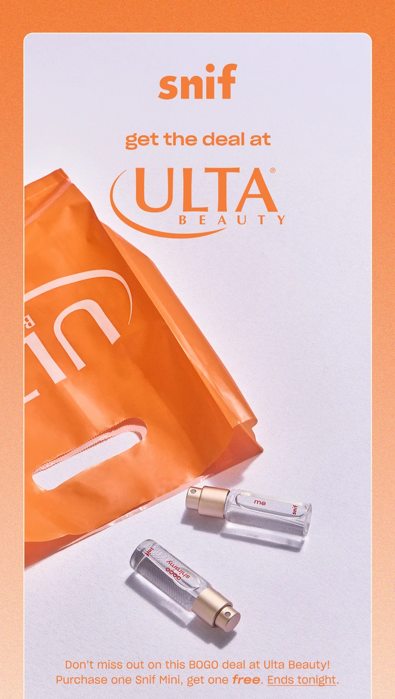 Don't miss out on this BOGO deal at Ulta Beauty! Purchase one Snif Mini, get one free. Ends tonight.